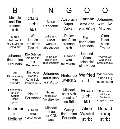 2025 Bingo Card