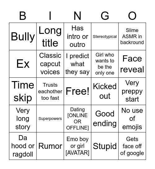 Roblox TTS Bingo Card