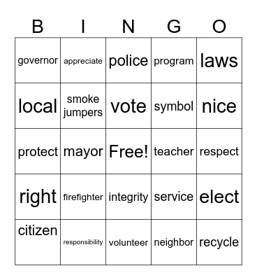 Benchmark Social Studies Bingo Card