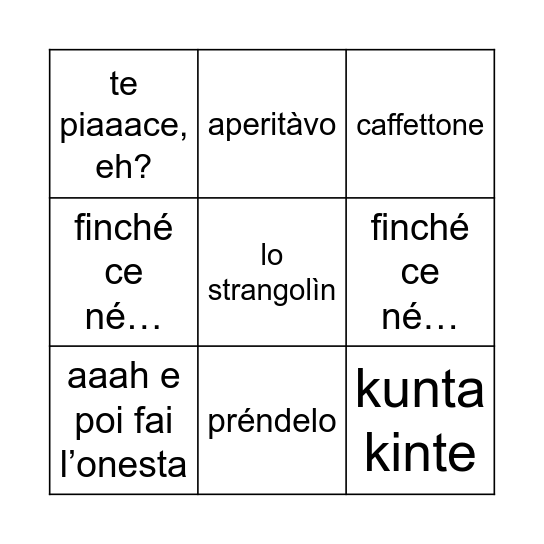 Bingo pellegrinesco Bingo Card