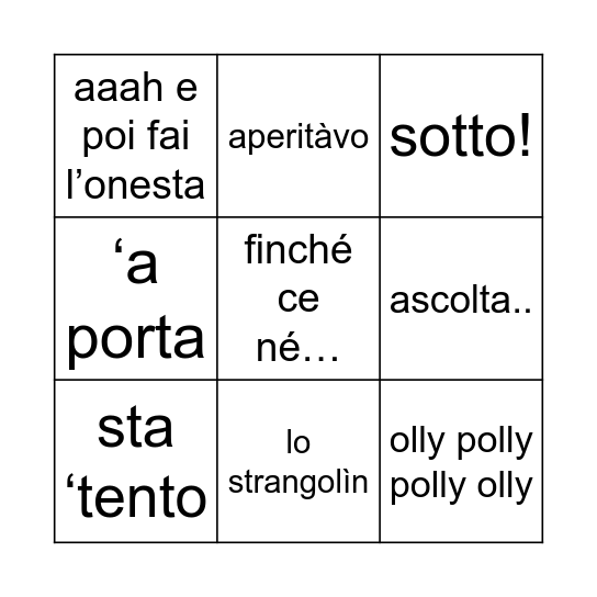 Bingo pellegrinesco Bingo Card