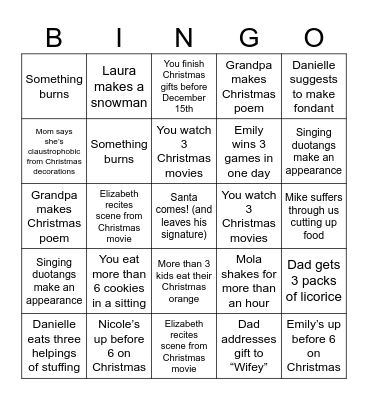 Danielle's Christmas BINGO Card