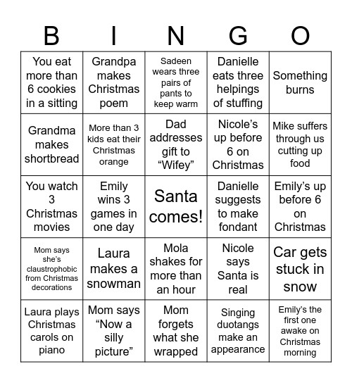 EBIO Christmas BINGO Card