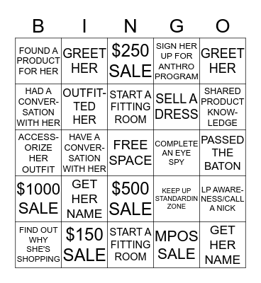 CUSTOMER SERVICE BINGO Card