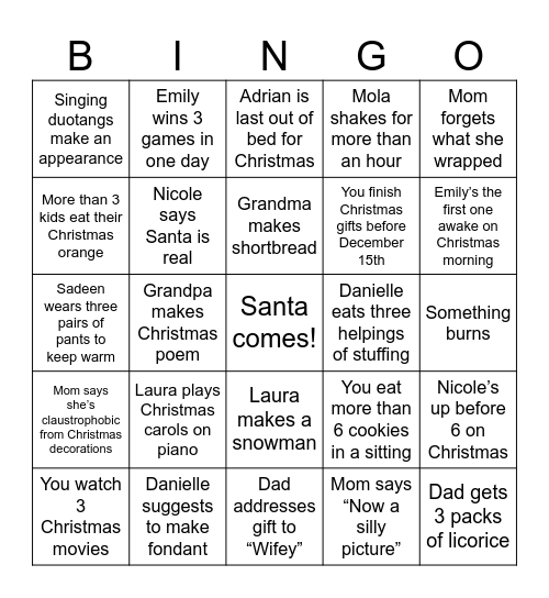 EBIO Christmas BINGO Card