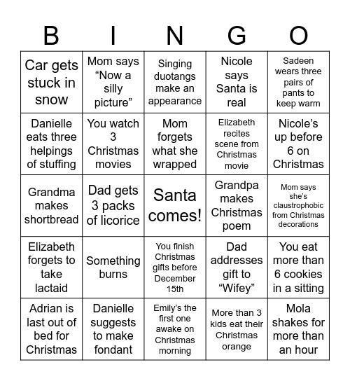 EBIO Christmas BINGO Card