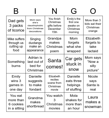 Sadeen Christmas BINGO Card