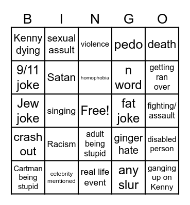 South park bingo Card