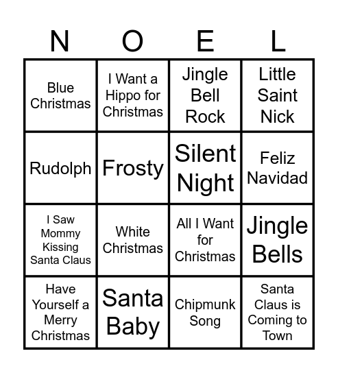 Xmas Music Bingo 1 Bingo Card