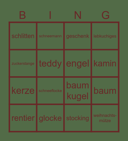 advendskalender bingo Card