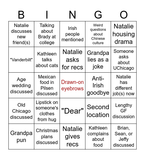 Brunch Bingo Card