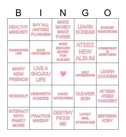 🩷 — M.A 2025 Bingo Card