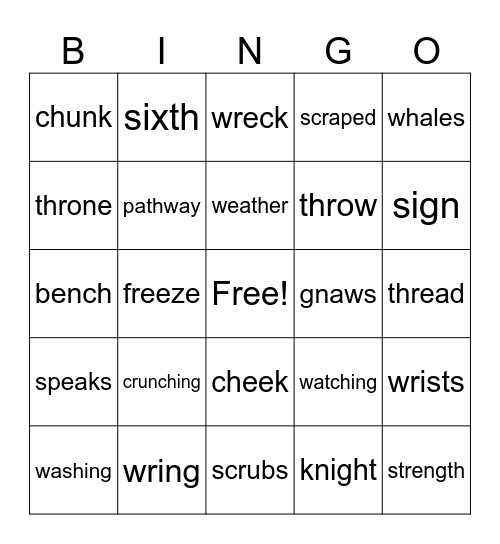 Cumulative Spelling Lists #5-10 Bingo Card