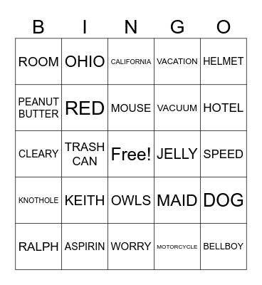 MOUSE AND THE MOTORCYCLE Bingo Card