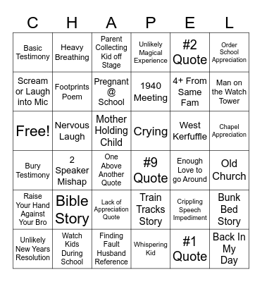 New Years Meeting Bingo Card