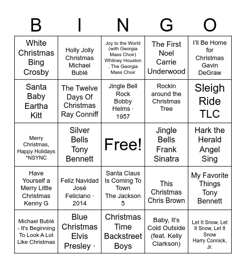Christmas Bingo Card