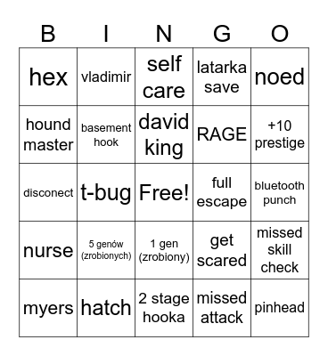 DBD BINGO Card