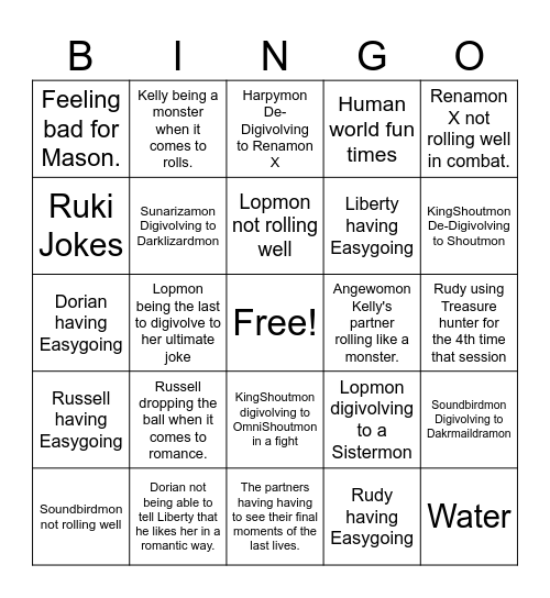 Blue Skys Bingo Card