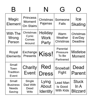 Christmas Rom Com Bingo Card