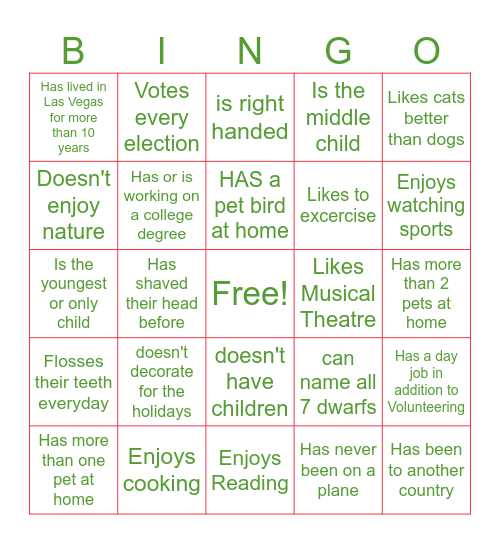 Volunteer Icebreaker Bingo Card