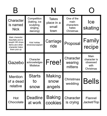 Hallmark Christmas Movie Bingo Card