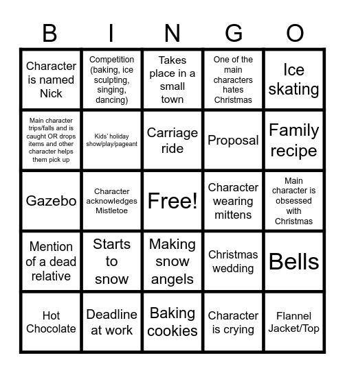 Hallmark Christmas Movie Bingo Card