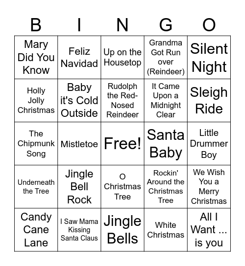 Christmas Slingo Bingo Card