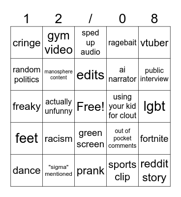 reels Bingo Card