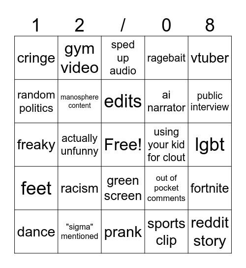 reels Bingo Card