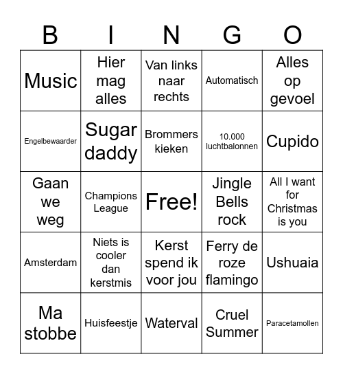 Muziek bingo Card