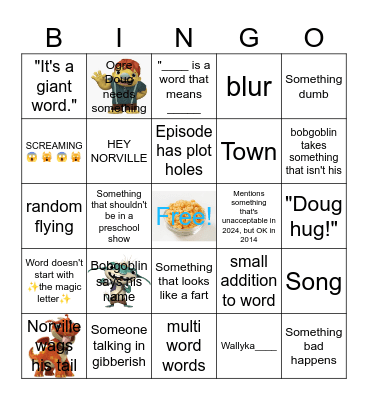 Wallykazam Bingo Card