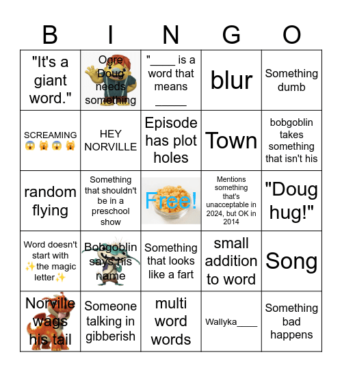 Wallykazam Bingo Card