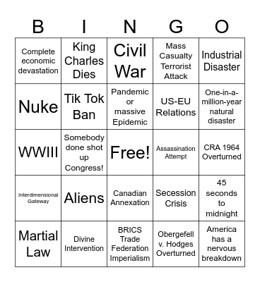 2025 Bingo 12/8/2024 Bingo Card