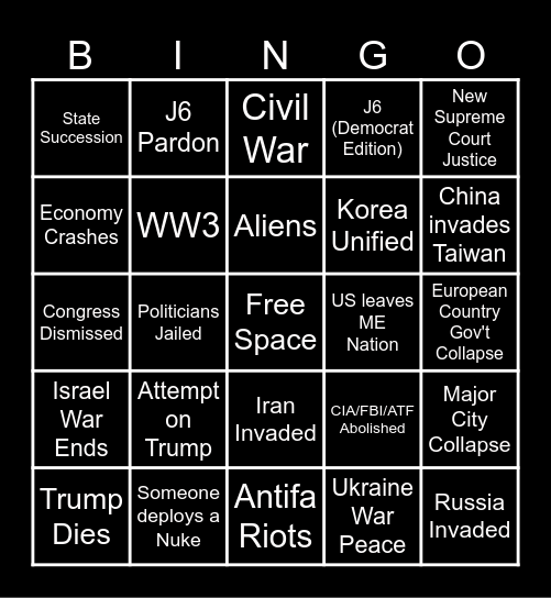 Bingo 2025 Edition Bingo Card