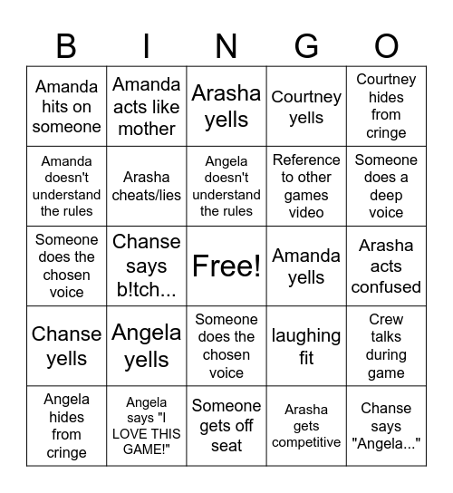 Smosh Games Bingo Card