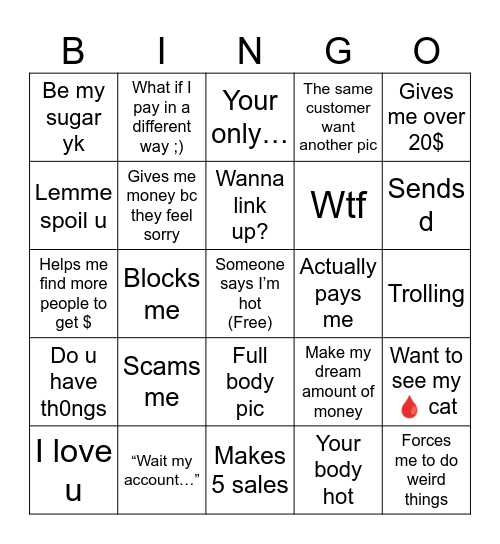 money bingo Card