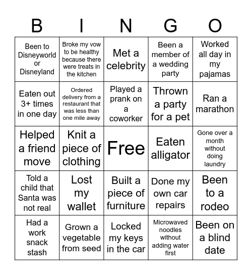 Work Bingo Card