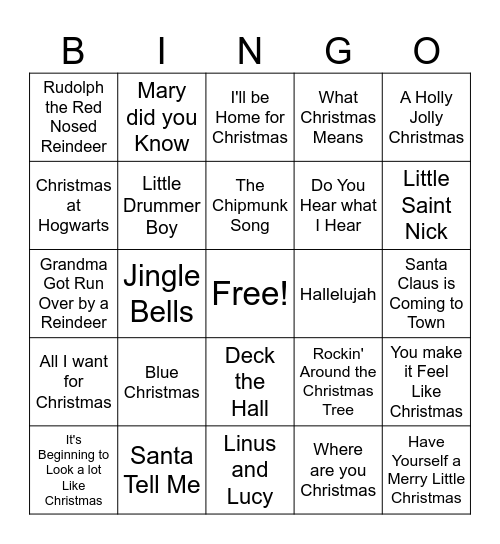 Holiday Bingo Card