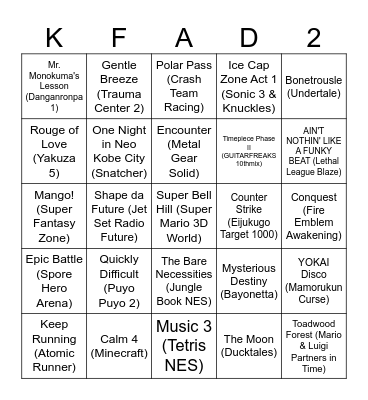 KFAD Bingo Card
