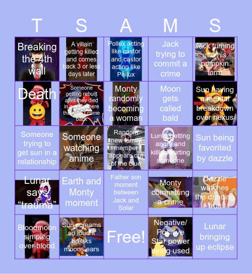 ✨Sun and moon show bingo✨ Bingo Card