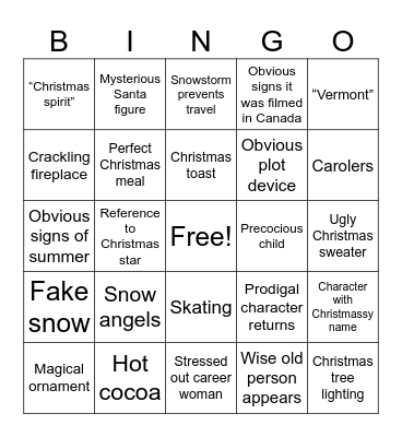 Christmas movie bingo Card