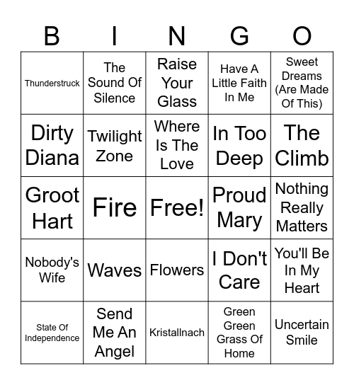 Family TOP 2000 Bingo Card