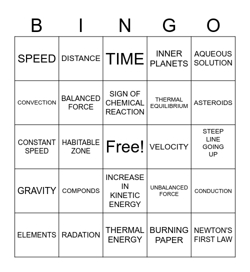 FALL SEMESTER EXAM Bingo Card
