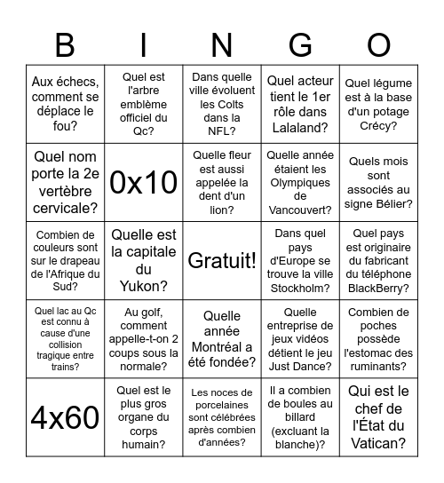 Bingo famille 2024 Bingo Card