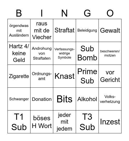 DISTANZ BINGO Card