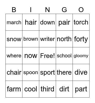 Phonics Bingo Card