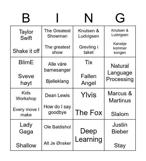 AI Bingo Card