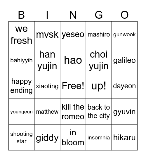 wakeone bingo Card