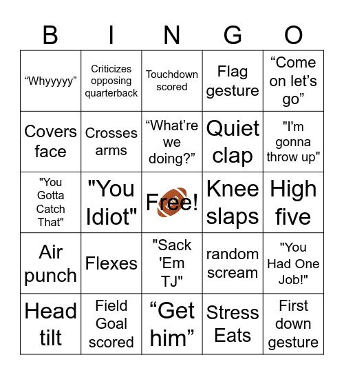 Steelers Birthday Bingo Card