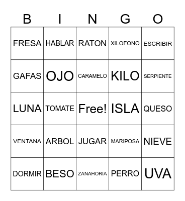 SPANISH ALPHABET Bingo Card